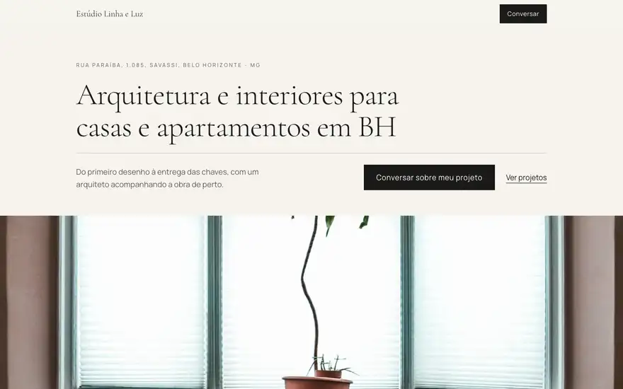 Exemplo de layout de site de estúdio de arquitetura