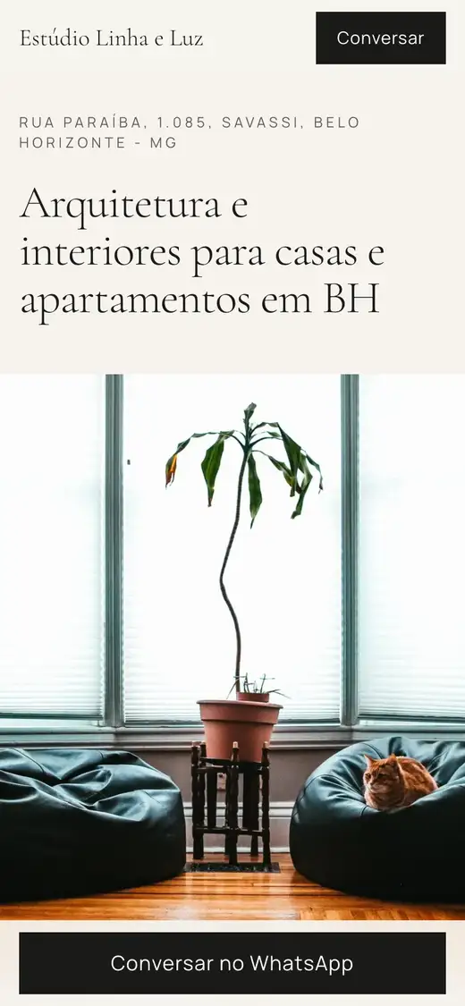 Exemplo de layout de site de estúdio de arquitetura no celular